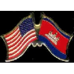 CAMBODIA FLAG AND USA CROSSED FLAG PIN FRIENDSHIP FLAG PINS