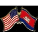 CAMBODIA FLAG AND USA CROSSED FLAG PIN FRIENDSHIP FLAG PINS