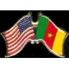 CAMEROON AND USA CROSSED FLAG PIN FRIENDSHIP FLAG PINS