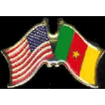 CAMEROON AND USA CROSSED FLAG PIN FRIENDSHIP FLAG PINS