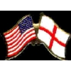 ENGLAND ST GEORGES CROSSED AND USA CROSSED FLAG PIN FRIENDSHIP FLAG PINS