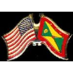 GRENADA FLAG AND USA CROSSED FLAG PIN FRIENDSHIP FLAG PINS