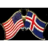 ICELAND FLAG AND USA CROSSED FLAG PIN FRIENDSHIP FLAG PINS