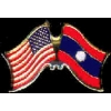 LAOS FLAG AND USA CROSSED FLAG PIN FRIENDSHIP FLAG PINS