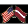 LATVIA FLAG AND USA CROSSED FLAG PIN FRIENDSHIP FLAG PINS
