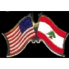 LEBANON FLAG AND USA CROSSED FLAG PIN FRIENDSHIP FLAG PINS