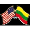 LITHUANIA FLAG AND USA CROSSED FLAG PIN FRIENDSHIP FLAG PINS