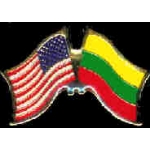 LITHUANIA FLAG AND USA CROSSED FLAG PIN FRIENDSHIP FLAG PINS
