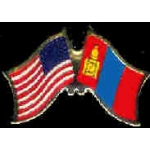 MONGOLIA FLAG AND USA CROSSED FLAG PIN FRIENDSHIP FLAG PINS