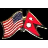 NEPAL FLAG AND USA CROSSED FLAG PIN FRIENDSHIP FLAG PINS