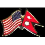 NEPAL FLAG AND USA CROSSED FLAG PIN FRIENDSHIP FLAG PINS