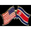 NORTH KOREA FLAG AND USA CROSSED FLAG PIN FRIENDSHIP FLAG PINS