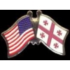 GEORGIA REPUBLIC FLAG AND USA CROSSED FLAG PIN FRIENDSHIP FLAG PINS