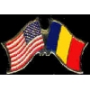 ROMANIA FLAG AND USA CROSSED FLAG PIN FRIENDSHIP FLAG PINS