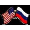 RUSSIA FLAG AND USA CROSSED FLAG PIN FRIENDSHIP FLAG PINS