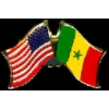 SENEGAL FLAG AND USA CROSSED FLAG PIN FRIENDSHIP FLAG PINS