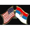 SERBIA FLAG AND USA CROSSED FLAG PIN FRIENDSHIP FLAG PINS