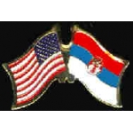 SERBIA FLAG AND USA CROSSED FLAG PIN FRIENDSHIP FLAG PINS