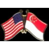 SINGAPORE FLAG AND USA CROSSED FLAG PIN FRIENDSHIP FLAG PINS
