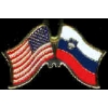 SLOVENIA FLAG AND USA CROSSED FLAG PIN FRIENDSHIP FLAG PINS