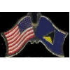 ST LUCIA FLAG AND USA CROSSED FLAG PIN FRIENDSHIP FLAG PINS