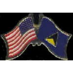 ST LUCIA FLAG AND USA CROSSED FLAG PIN FRIENDSHIP FLAG PINS