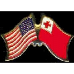 TONGA FLAG AND USA CROSSED FLAG PIN FRIENDSHIP FLAG PINS