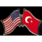 TURKEY FLAG AND USA CROSSED FLAG PIN FRIENDSHIP FLAG PINS