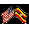 UGANDA FLAG AND USA CROSSED FLAG PIN FRIENDSHIP FLAG PINS