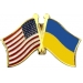 UKRAINE FLAG AND USA CROSSED FLAG PIN FRIENDSHIP FLAG PINS