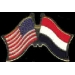 YEMEN FLAG AND USA CROSSED FLAG PIN FRIENDSHIP FLAG PINS