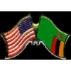 ZAMBIA FLAG AND USA CROSSED FLAG PIN FRIENDSHIP FLAG PINS