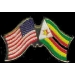 ZIMBABWE FLAG AND USA CROSSED FLAG PIN FRIENDSHIP FLAG PINS