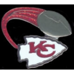 KANSAS CITY CHIEFS PIN FOOTBALL GLITTER TRAIL PIN