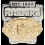 OAKLAND RAIDERS PIN LARGE EST SILVER AND GOLD PIN