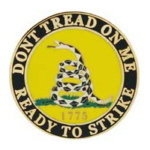 DON’T TREAD ON ME PIN READY TO STRIKE ROUND PIN