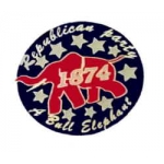Classic Historic Republican Pin Grand Old Party Bull Elephant 1872 Lapel Hat Pin