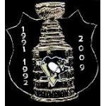 PITTSBURGH PENGUINS STANLEY CUP WITH YEARS 91 92 09 CREST PIN
