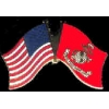 USMC MARINE CORPS AND US FLAG COMBO WITH SCRIPT PIN