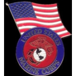 USMC MARINE CORPS LOGO WITH USA FLAG COMBO PIN