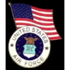 US AIR FORCE LOGO WITH USA FLAG COMBO PIN