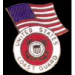 US COAST GUARD LOGO WITH USA FLAG COMBO PIN