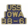 USN NAVY USS IOWA PIN BB-61 SCRIPT PIN