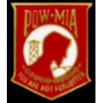 POW MIA SHIELD RED 1 INCH PIN