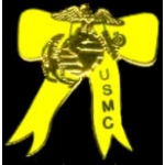 USMC MARINE CORPS YELLOW RIBBON GOLD SM PIN