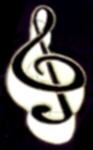 G CLEF NOTE MUSIC PIN BLACK-WHITE TREBLE CLEF MUSIC PIN