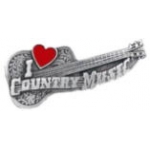 I LOVE COUNTRY MUSIC PIN CAST COUNTRY MUSIC GUITAR PIN
