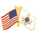 MASON PINS MASONIC FLAG AND UNITED STATES FLAG PIN