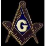 MASON PINS MASONIC BLACK SQUARE AND COMPASS PIN BLUE