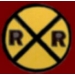 RAILROAD CROSSING SIGN PIN ROUND VERSION TRAIN PINS